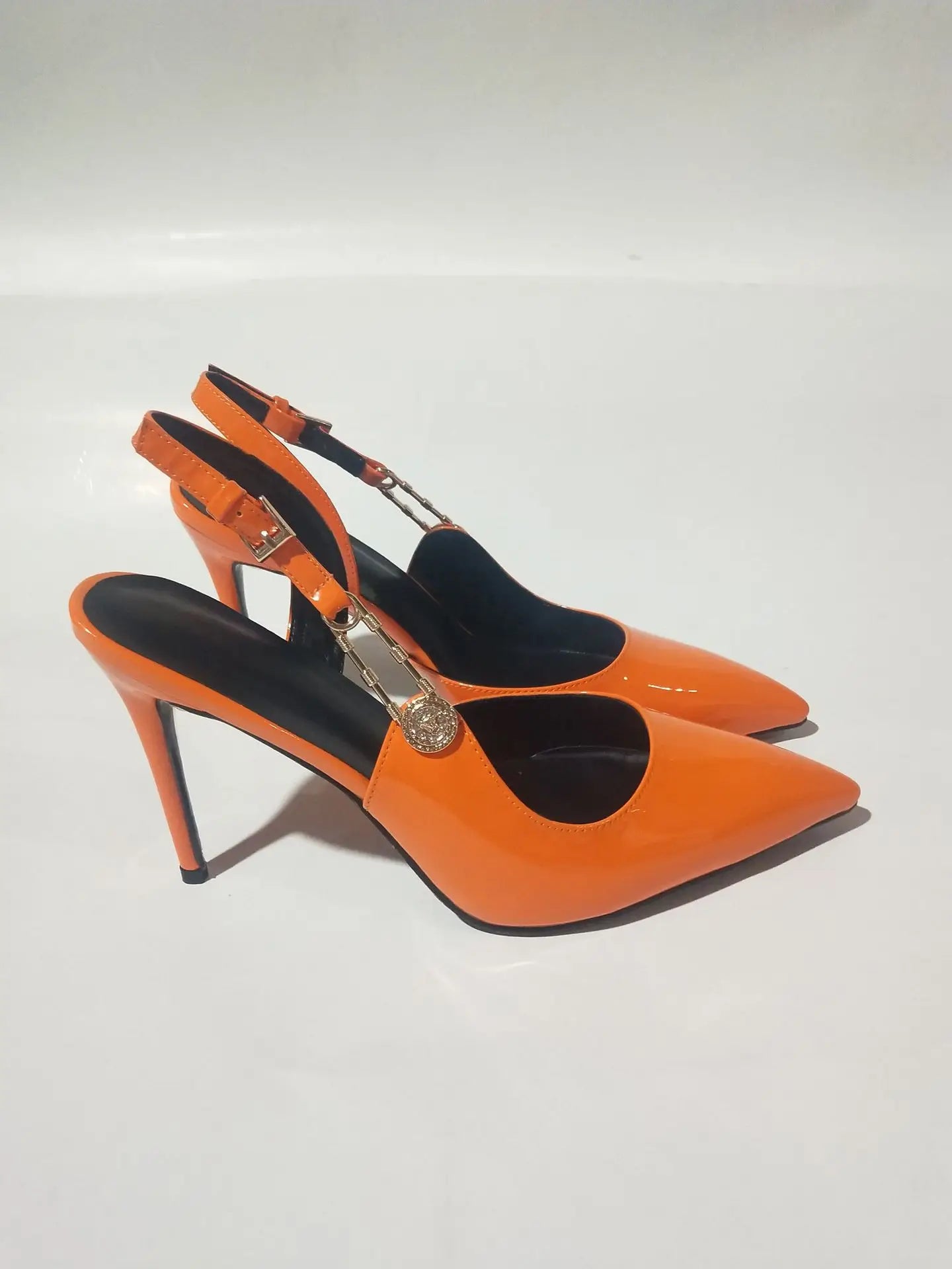 2025Women's Sexy Silk Rhinestone Pumps Belt Buckle Back Hollow Pointed Toe Thin Heel Sandals Pumps Female High Heels Party Shoes