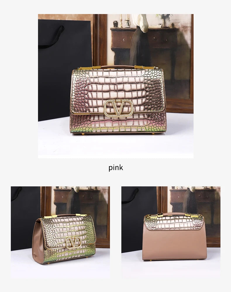 2025 New Fashion Crocodile Pattern Handbag High-End Sensation Unique Small Retro Shoulder Crossbody Bag Versatile Stylish Mini