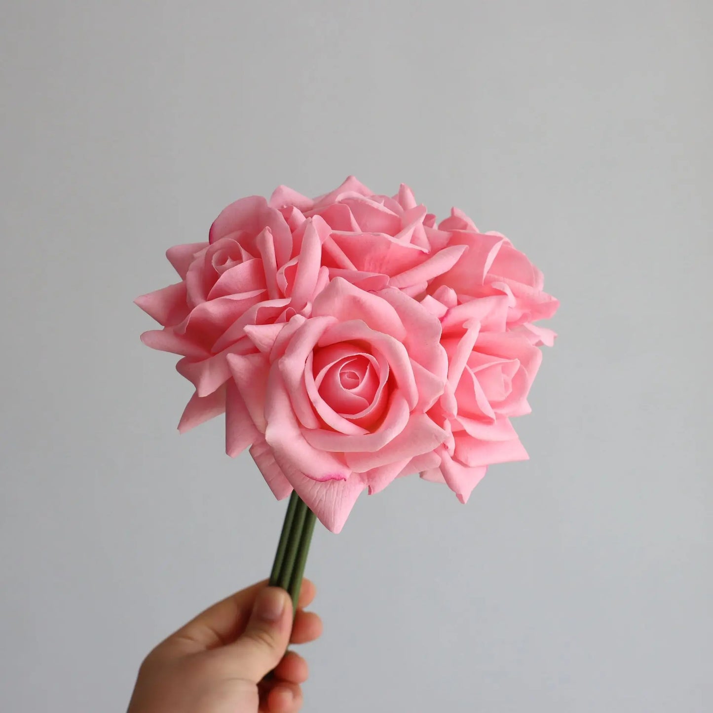 5Heads Curled Edge Rose Bouquet Real Touch Artificial Flowers Rose Wedding Bridal Bouquet Party Festival Home Decor Fake Flowers