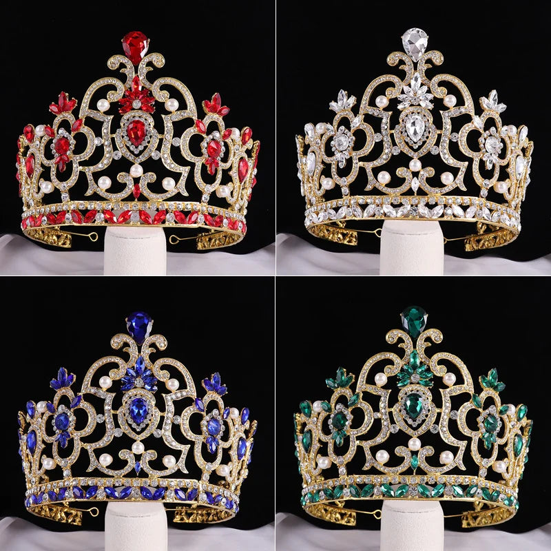 Fashion Wedding Big Crown Bridal Hair Accessories Vintage Big Rhinestone Headbands Romantic Crown Tiaras Party Decoration