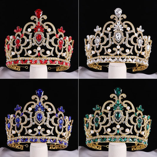 Fashion Wedding Big Crown Bridal Hair Accessories Vintage Big Rhinestone Headbands Romantic Crown Tiaras Party Decoration