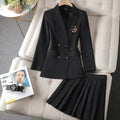 Green Suit Set 2025 New Spring Autumn Long sleeved Suit Jacket Top+Skirt Fashion Slim Temperament Two-piece Clothing Sets