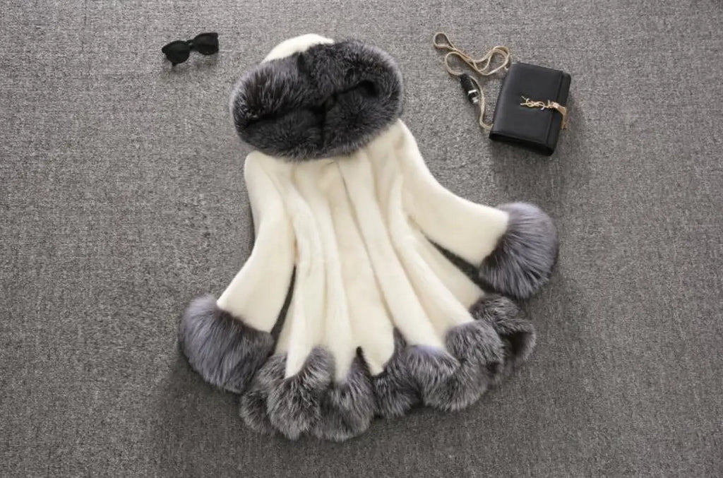 Hooded Loose Faux Fur Jacket Women Thick Autumn Winter Korean Maxi Coat Long Warm Luxury Fur Parkas Bontjas Furry Outerwear
