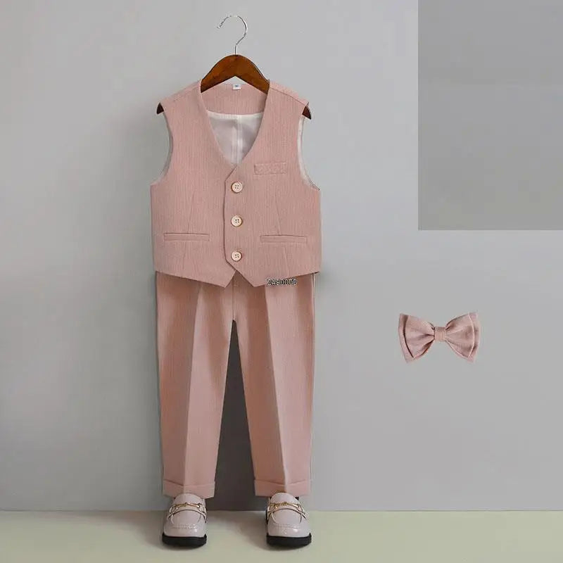 Flower Boys Photography Suit Baby Kids Formal Ceremony Costume Children Birthday Wedding Party Dress Performance Tuxedo Set