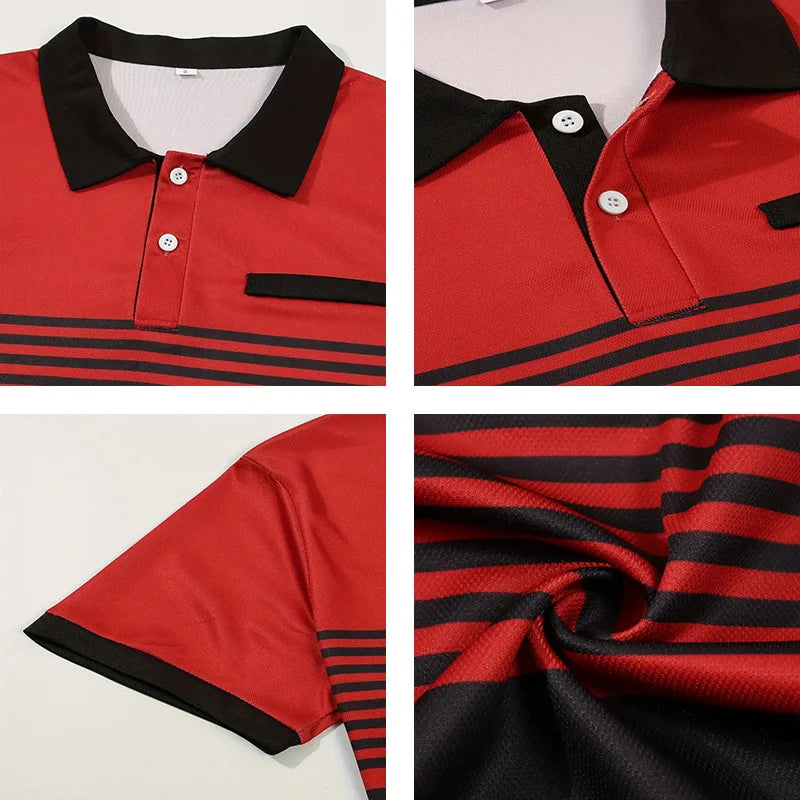 Summer Men's Short sleeved Polo Shirt Business Casual Collar T-shirt Plus Size Breathable Top European and American Plus size