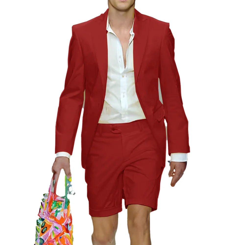 Fashion Yellow Suit for Mens Summer Jacket Shorts Suit 2 Piece Set Wedding Groom Tuxedo Formal Blazer Customized