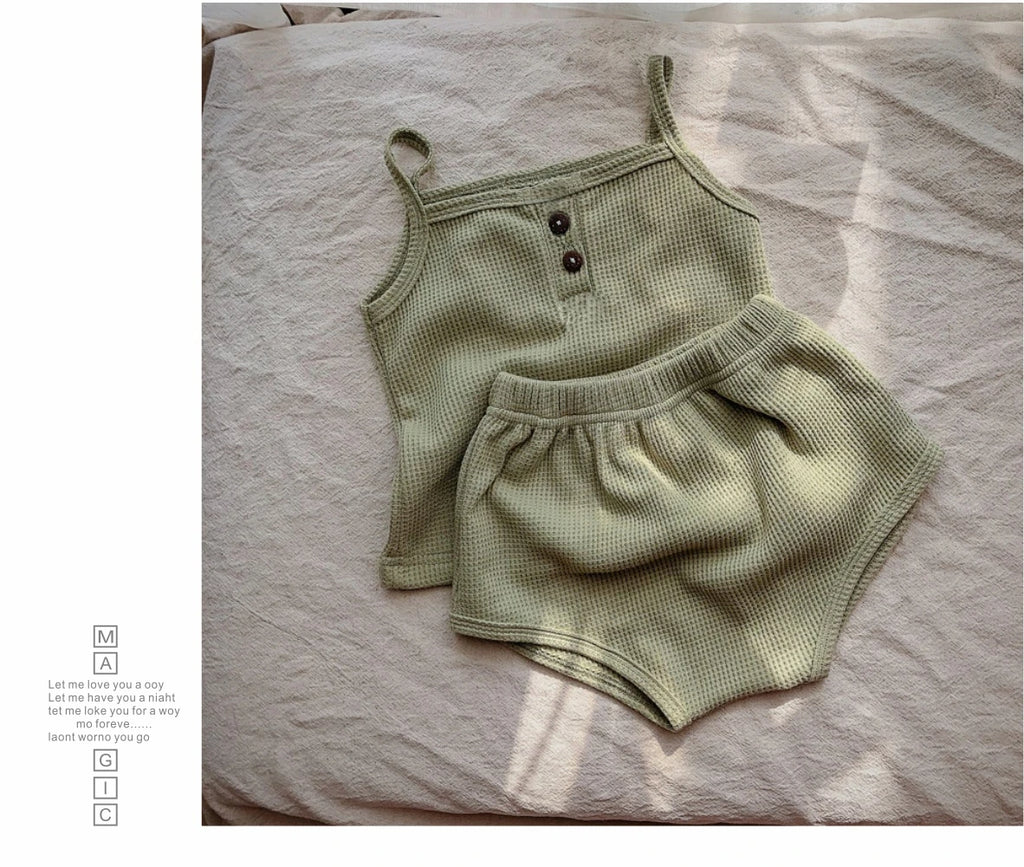 Baby Summer Clothing New Soft Homewear Newborn Baby Boys Girls Clothes Cool Camisole With Short Jumpsuit Outfits Kids Costume