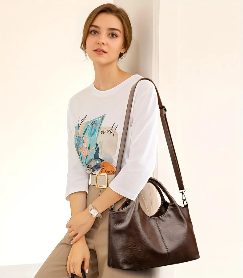 2025 trendy women's handbag, leisure cross-body bag for mothers, multi-functional shopping bag with zipper closure