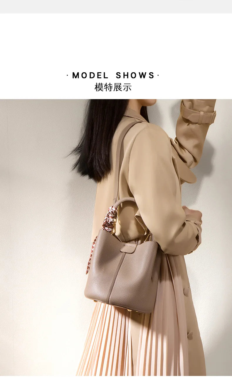 Luxury Top Handle Bag Women Crossbody Shoulder Bags Bucket Portable Tote Bag PU Leather Ladies Hand Bag Designer