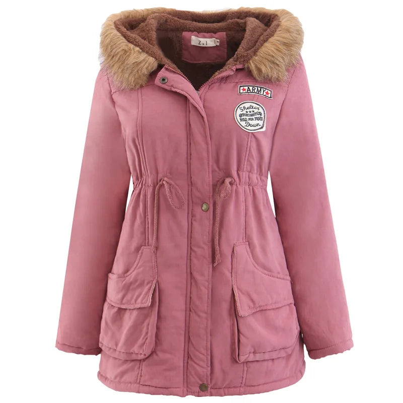 Women Winter Parkas Coats Autumn Warm Jackets Women Fur Collar Long Parka Plus Size Hoodies Casual Cotton Outwear S-3XL