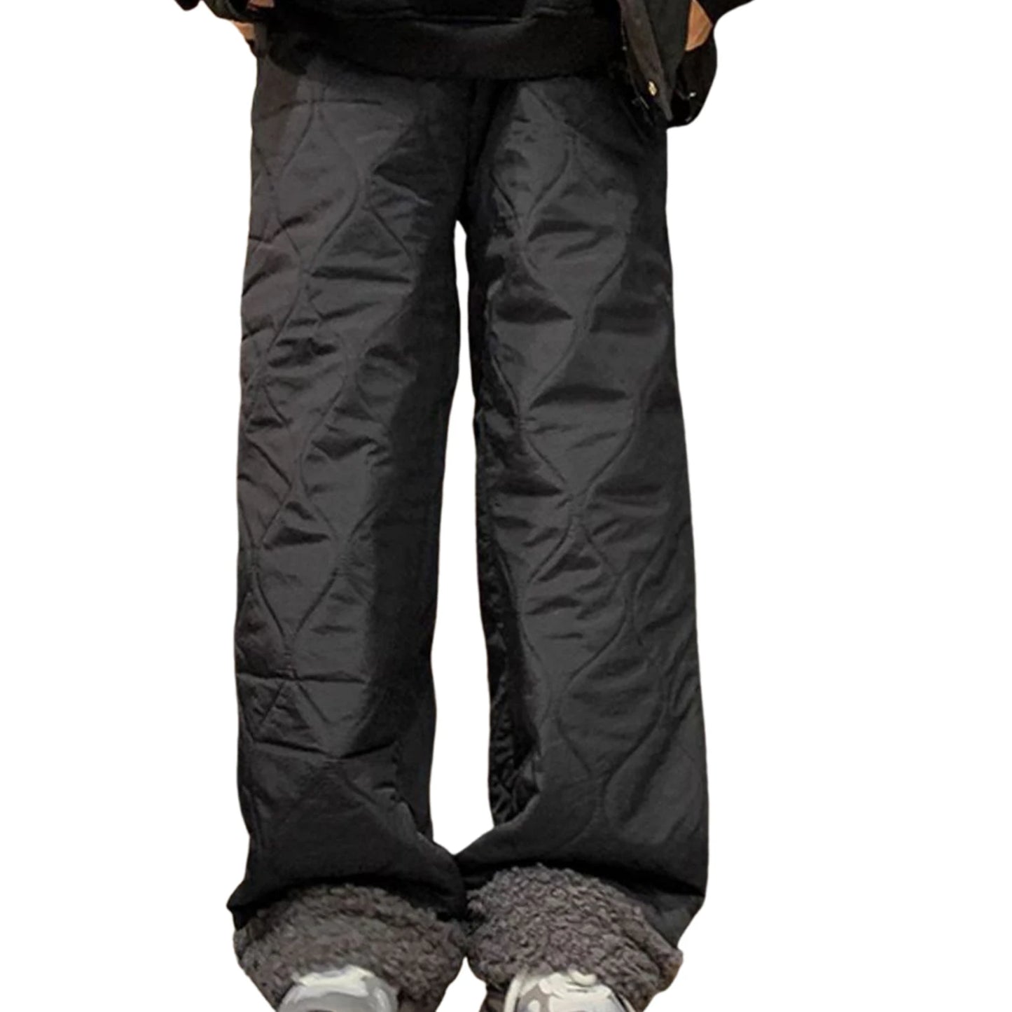 Winter Down Pants Fleeces Lines Windproof Women High Waist Warm Trousers Ultra Warm Water Repellent Loose Trousers 2025