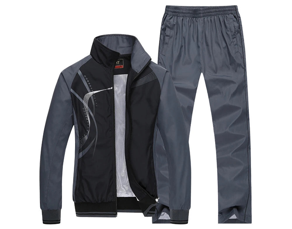 Men Sportswear New Spring Autumn Tracksuit 2 Piece Sets Sports Suit Jacket+Pant Sweatsuit Male Fashion Golfwear Men Clothing 5XL