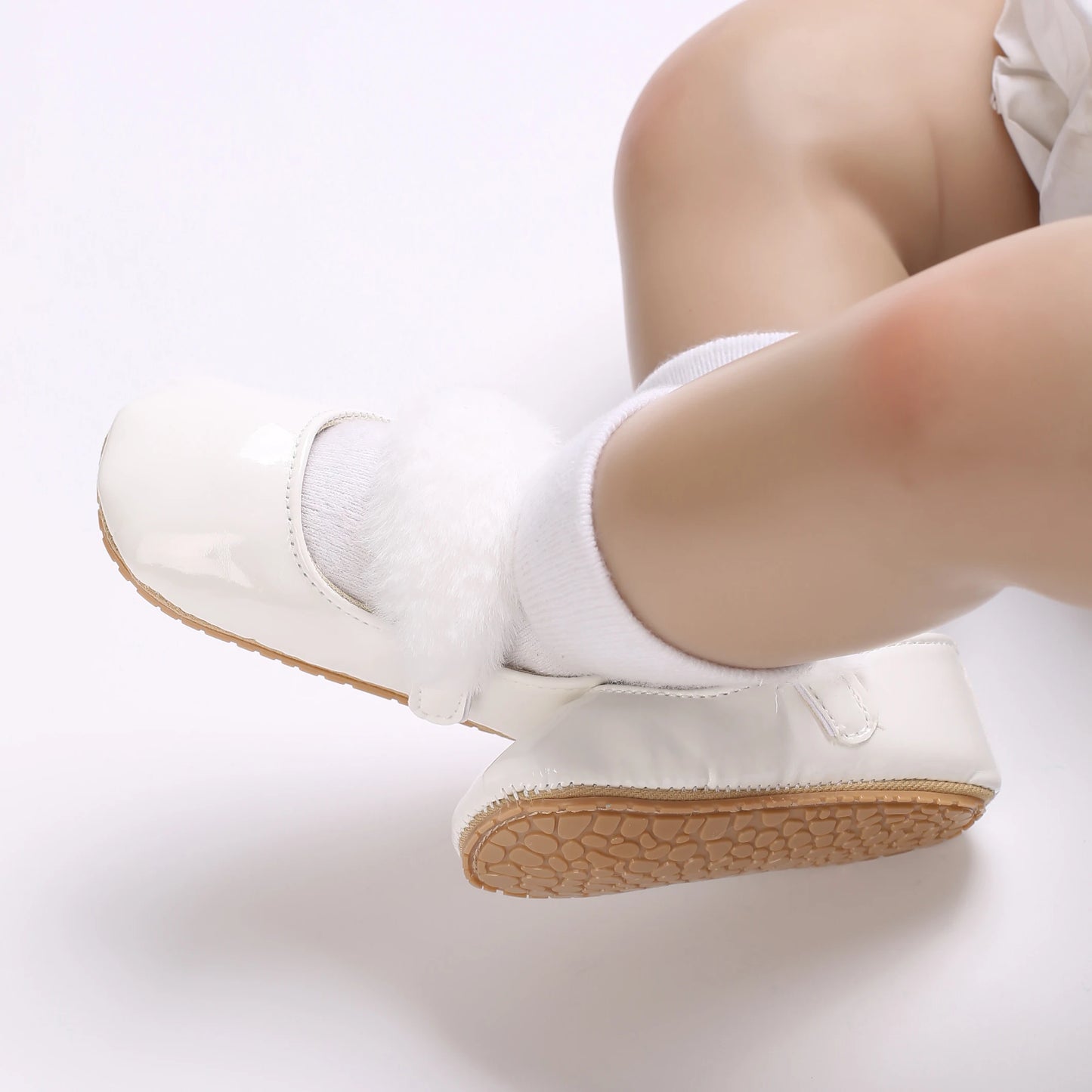 Cute White Lace Baby Girl Princess shoes  Baby Moccasins Moccs Shoes Bow Fringe Rubber Soled Non-slip Footwear Crib Shoes