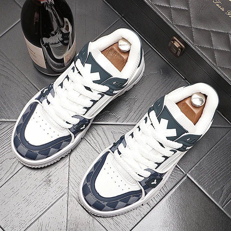 2025 New Men Outdoor Flat Classic Blue Sports Shoes Lace Up Skateboard Board Shoe Walking White Leisure Running Sneakers