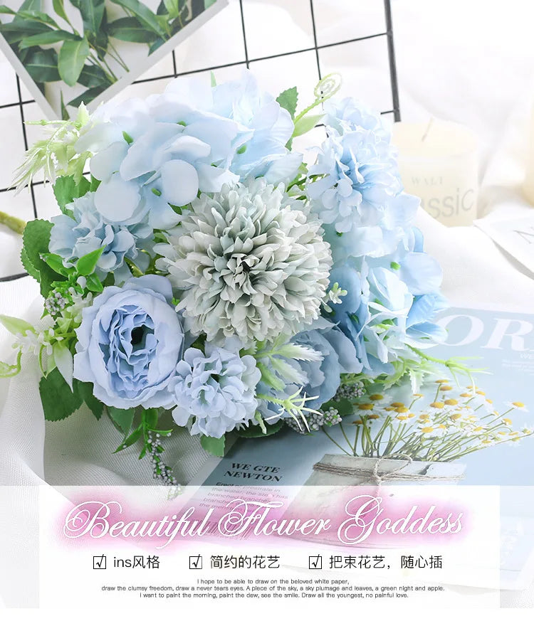 Artificial Flowers Silk Peony For Vase Bride Bouquet Wedding Home Room Table Decoration Fake Floral Hydrangea Gifts