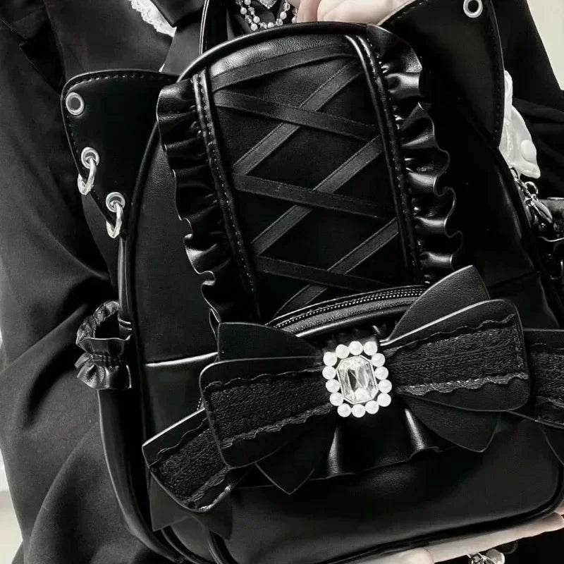 Lace Cat's Ear School Bag Japan Lolita Ita Mochila Cute Large Capacity Mochilas Mujer 2025 New Bow Women Bags Student Backpack
