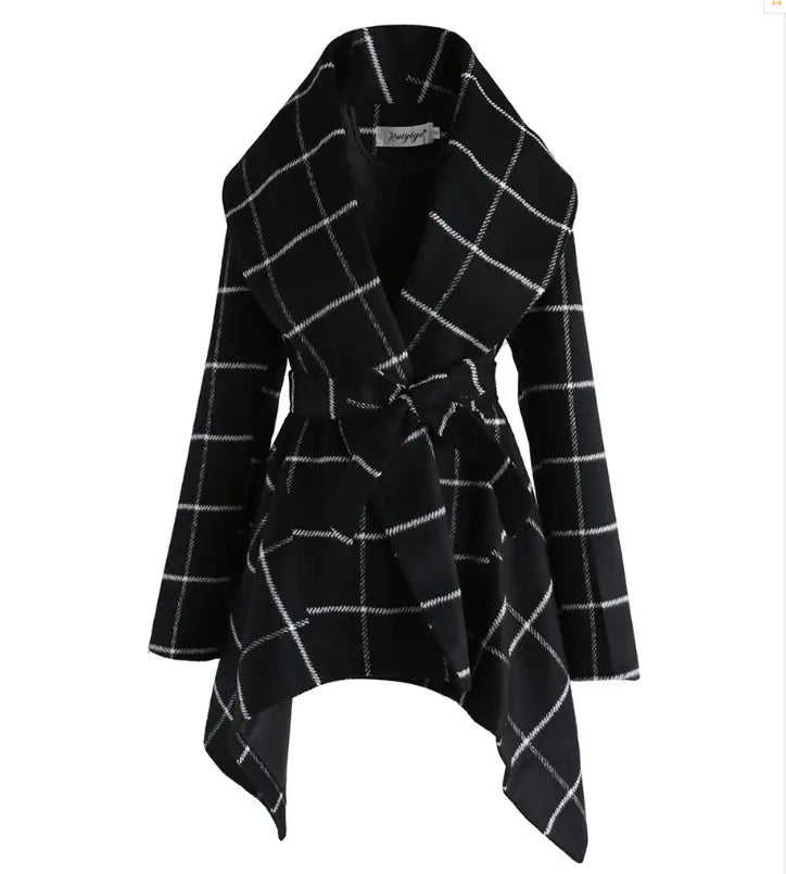 Irregular Plaid Coat for Women - Winter Style