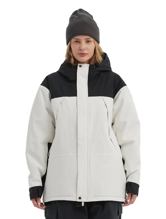 NOMADIKA Women Ski Jacket Waterproof Insulated Winter Snow Coat for Skiing Snowboarding Rain Coats Oversize Unisex（LWhite