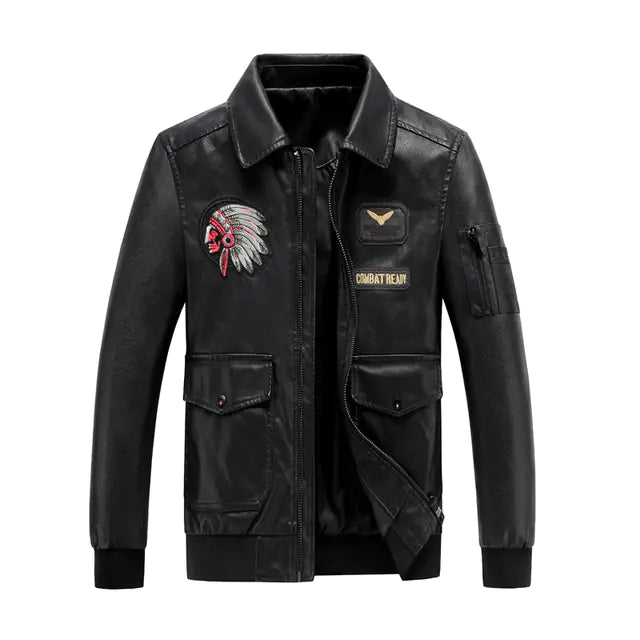 Plus Size Winter Leather Jacket for Men, Slim Fit