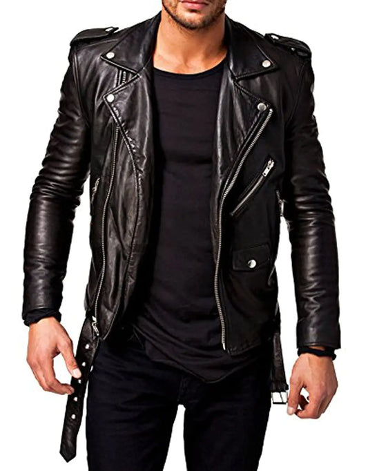 QAWACH Men Leather Jacket - Lambskin Winter Vintage Motorcycle Biker Jacket Coat Soft & Stylish Moto Ride & Racing Jackets