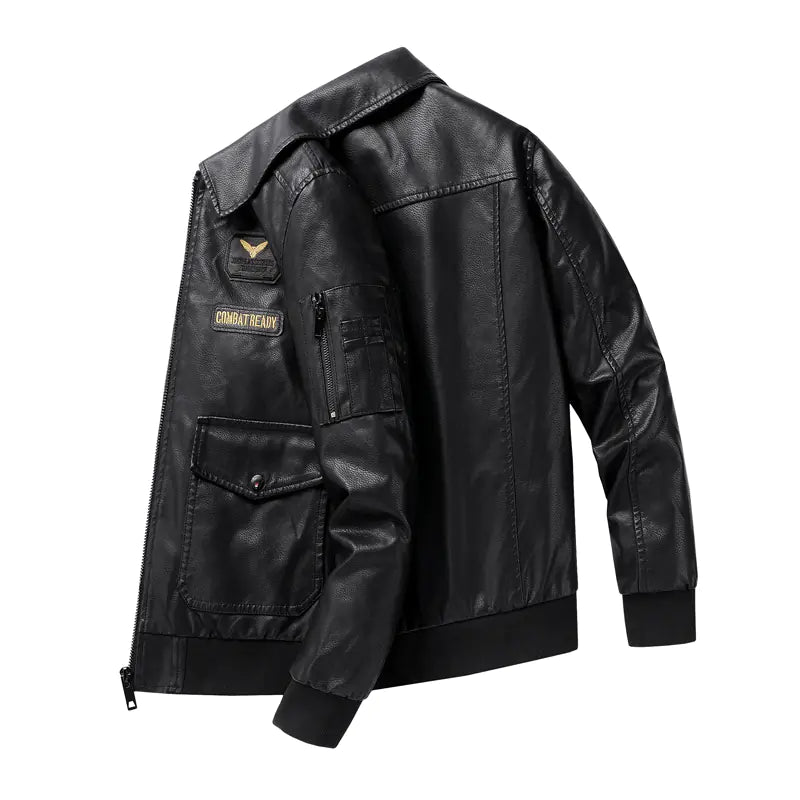 Plus Size Winter Leather Jacket for Men, Slim Fit