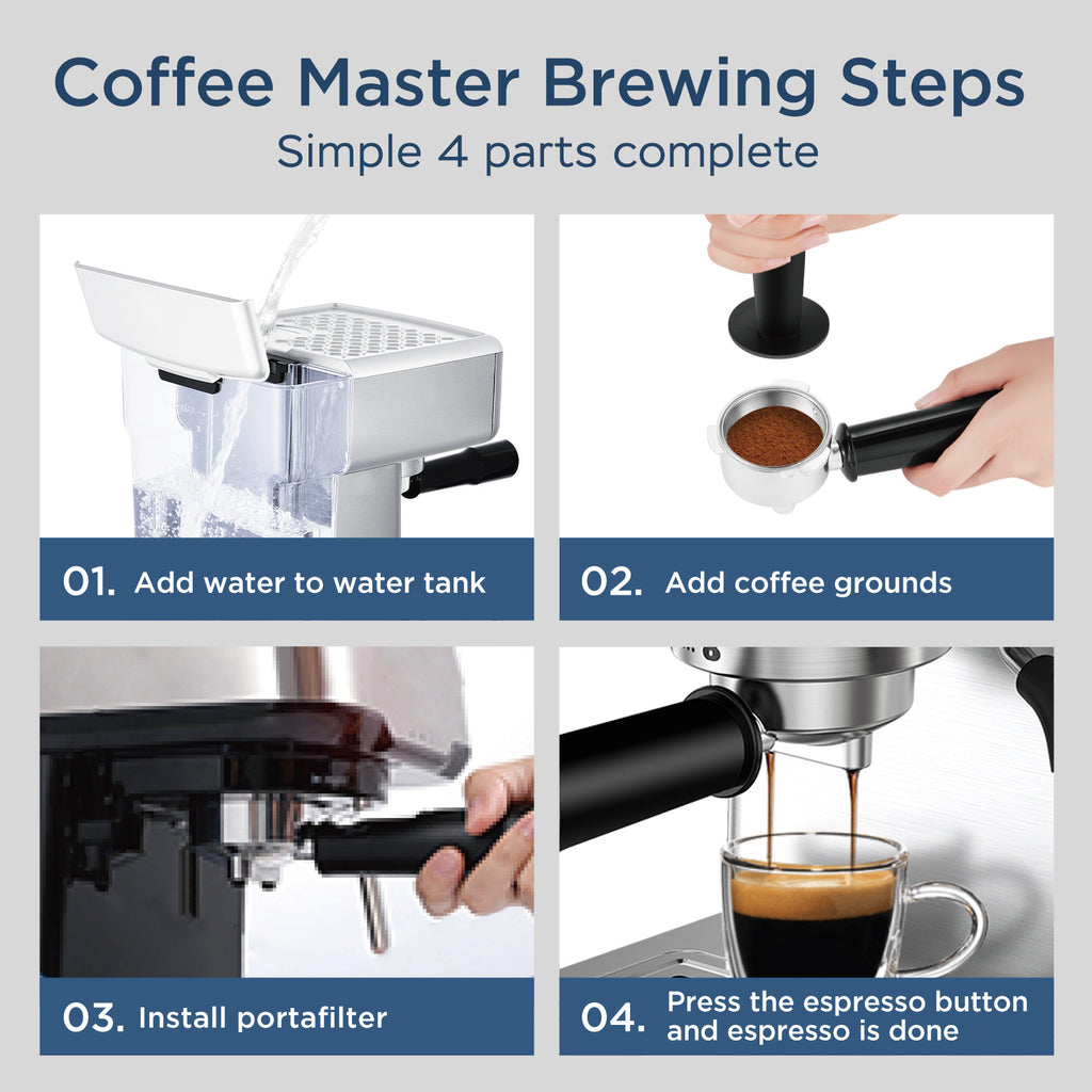 Geek Chef 20-Bar Espresso Machine with Milk Frother – 2-in-1 Home Coffee Maker