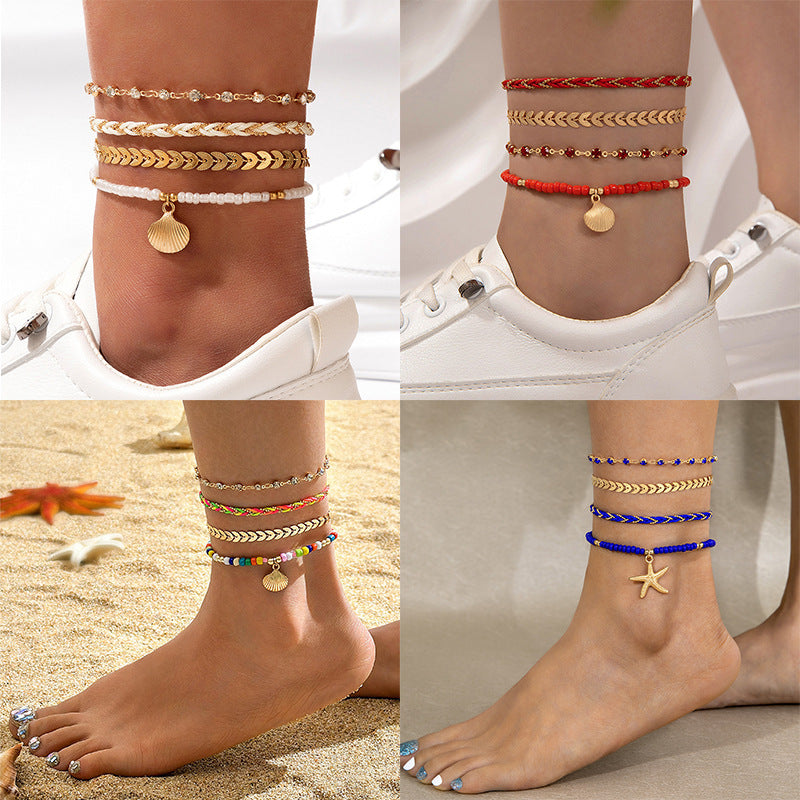 4 pcs Foot Chain For Men And Women