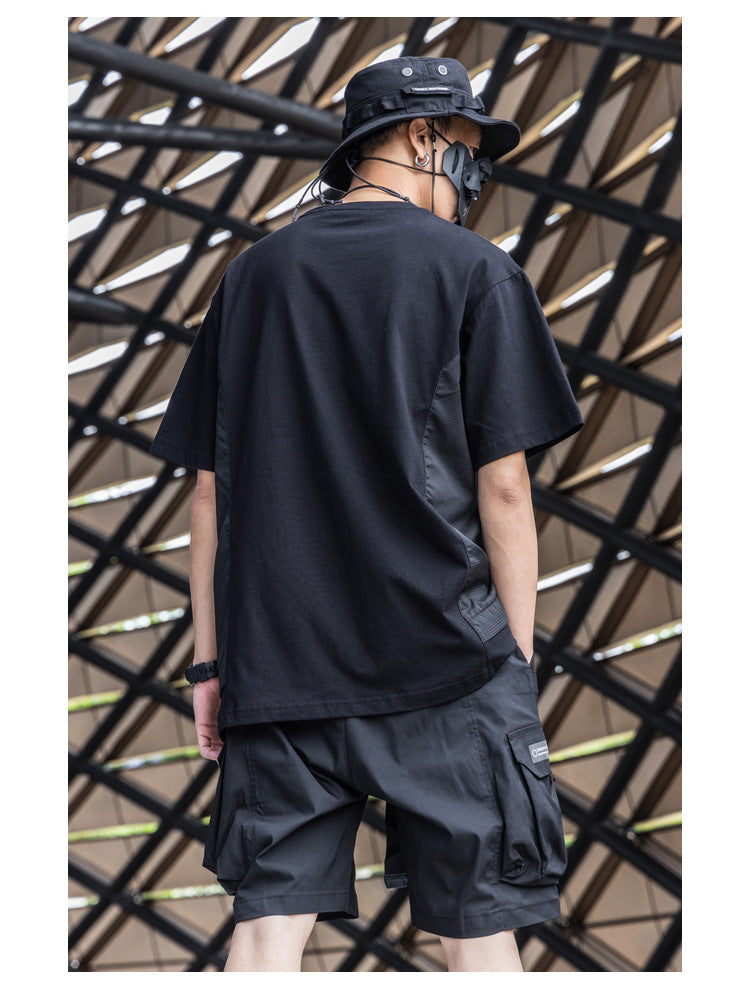 Summer Outdoor Patchwork Pocket Breathable Short-sleeved T-shirt