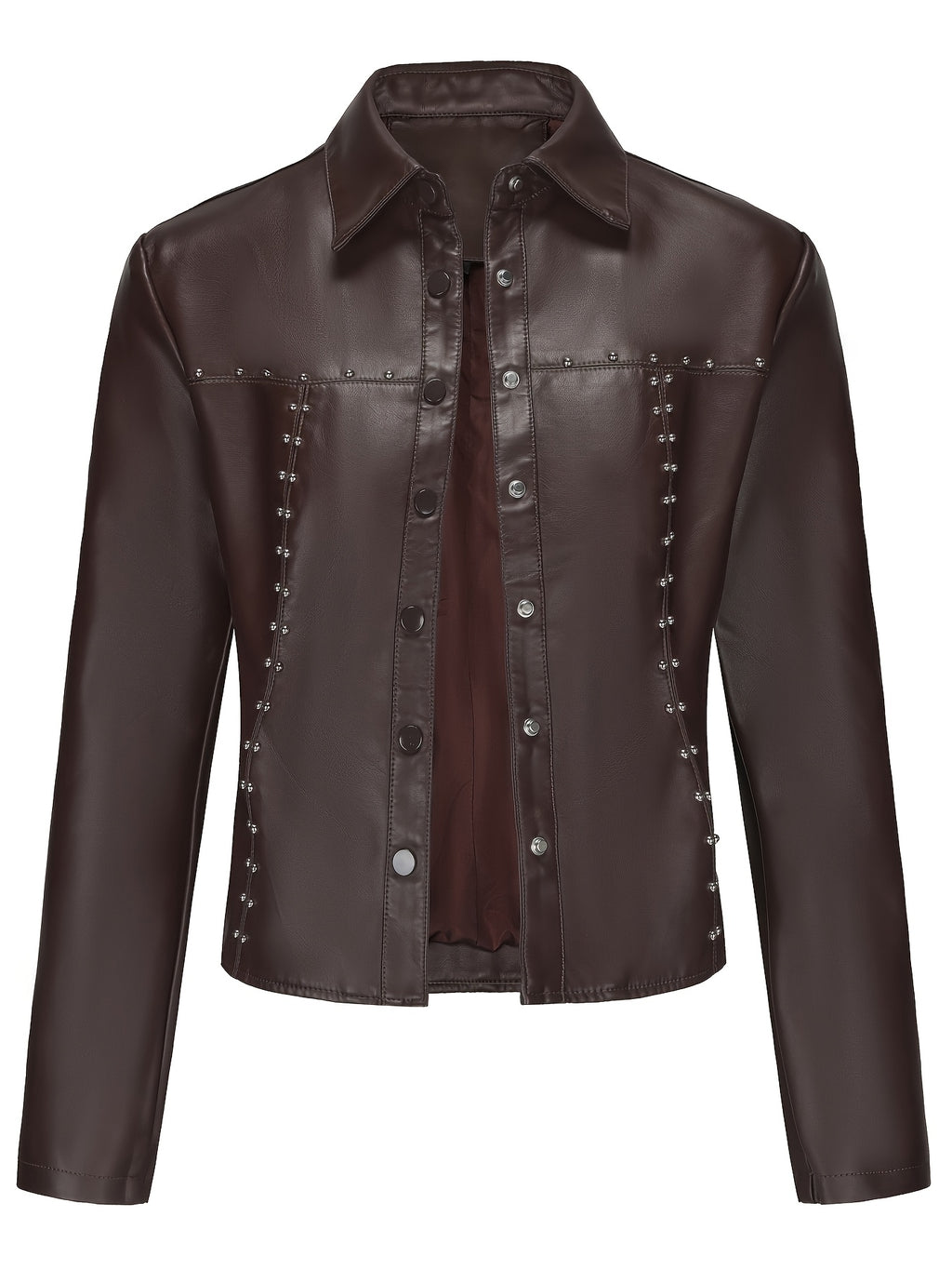 Women's Elegant White Rivet-Studded Jacket - Lightweight High Quality Machine-Washable Long Sleeve Cardigan with Turn- Collar, Regular Fit for All-Season Casual & Formal Wear, Lightweight Cardigan