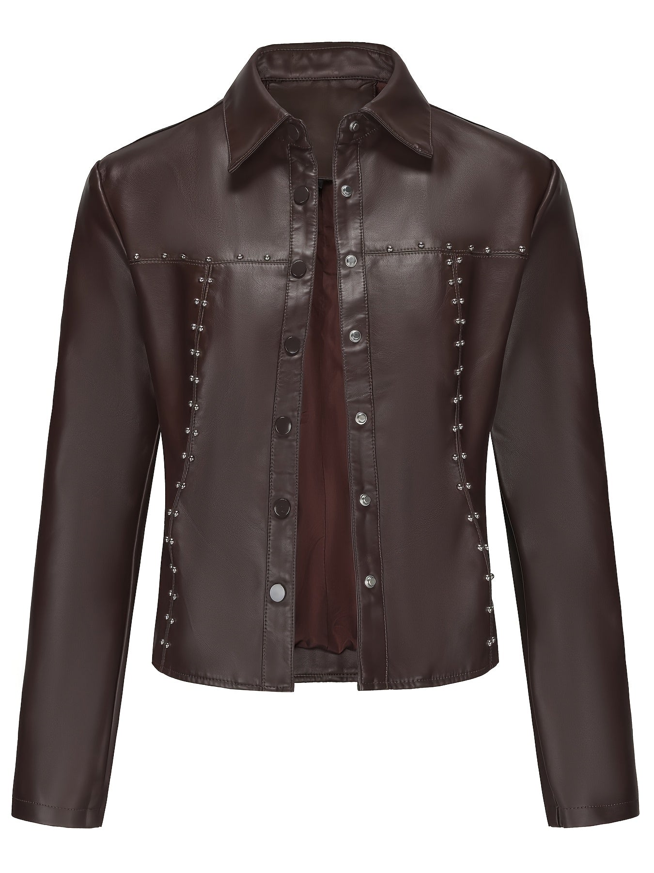Women's Elegant White Rivet-Studded Jacket - Lightweight High Quality Machine-Washable Long Sleeve Cardigan with Turn- Collar, Regular Fit for All-Season Casual & Formal Wear, Lightweight Cardigan