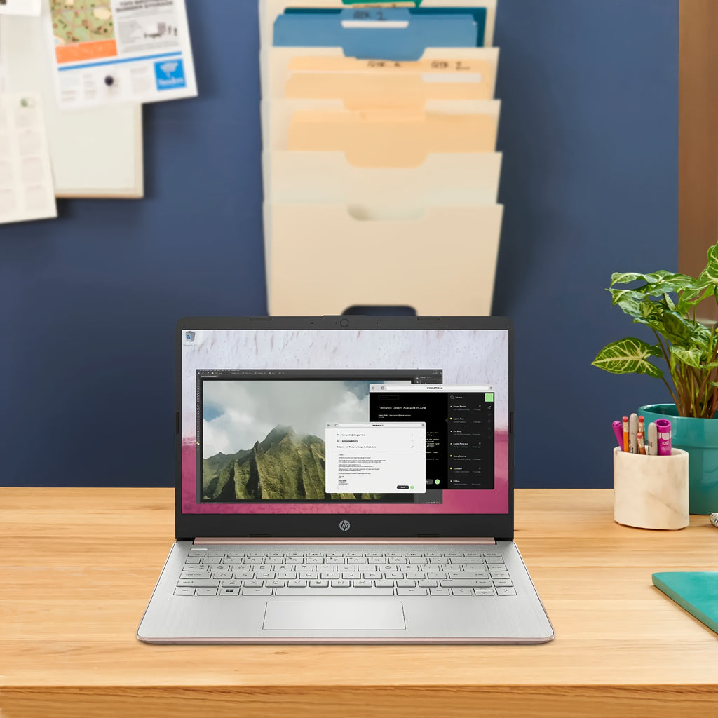 HP Ultral Light 14" Laptop, Intel Quad-Core N4120, 8GB RAM, Anti-Glare HD Display - 256GB Storage(128GB EMMC+ 128GB SD Card), Webcam, Windows 11 Home In S Mode