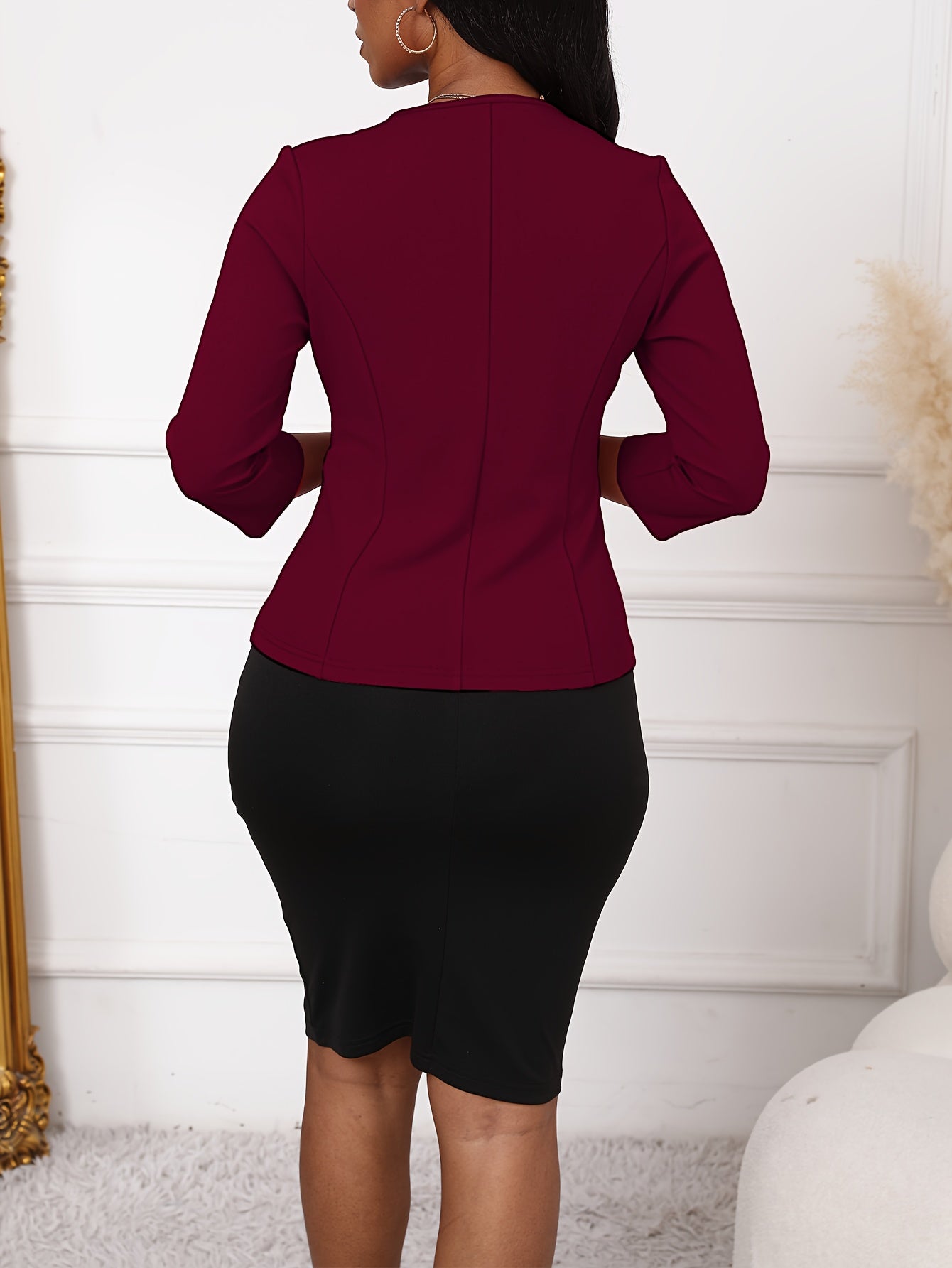 Elegant & Sexy Two-Piece Outfit for Women - Color Block Blazer with Bodycon Dress Set, Machine Washable - Polyester Blend - For Parties & Night Out - Perfect Gift for Her
