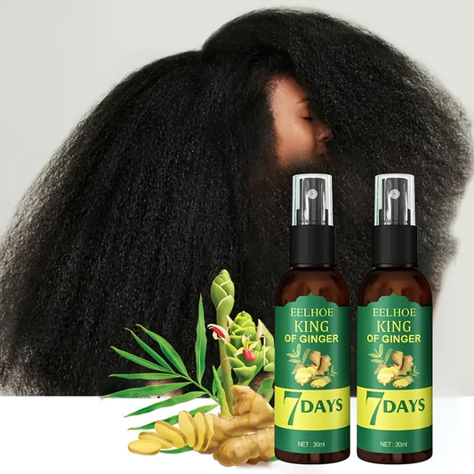 2pcs 7 Days Ginger Hair Spray, Ginger Hair Oil & Biotin Hair Serum - Specially Designed For Men & Women With Thin & Dry Damaged Hair - Essential Oil Hair Care Liquid.