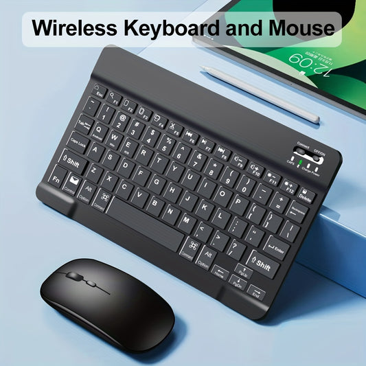 Ultra-Slim Portable BT Keyboard - Wireless Keyboard And Mouse Set, Suitable For IPad, Tablet, Laptop, Office Computer