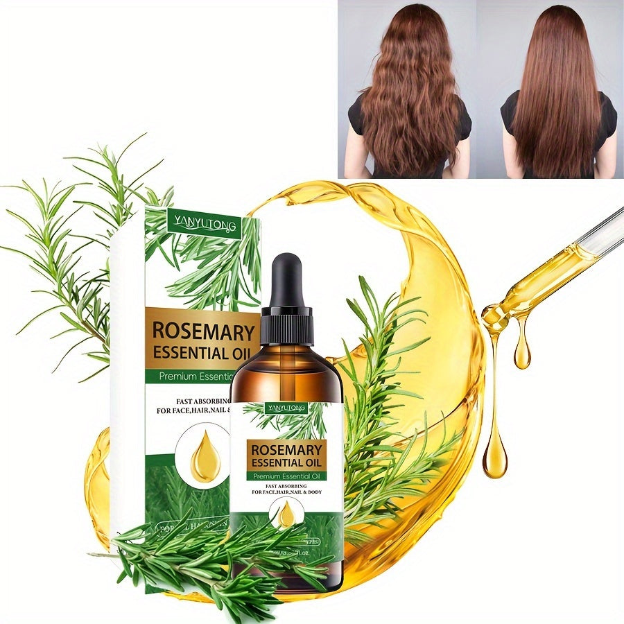 2pcs 3.38oz Rosemary Essential Oil, Rosemary Hair Care Products, Suitable for Autumn And Winter Moisturizing Hair Scalp Strengthening Oil, Used for Split End Care, Eyebrows And Eyelashes, Face, Skin Care, Body, Long-Lasting F