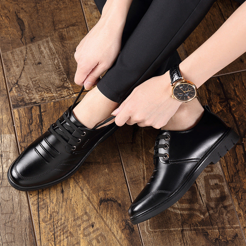 Men's Breathable Leather Shoes Black Soft Leather Soft Bottom Spring And Autumn Best Man Men's Business Formal Wear Casual Shoe