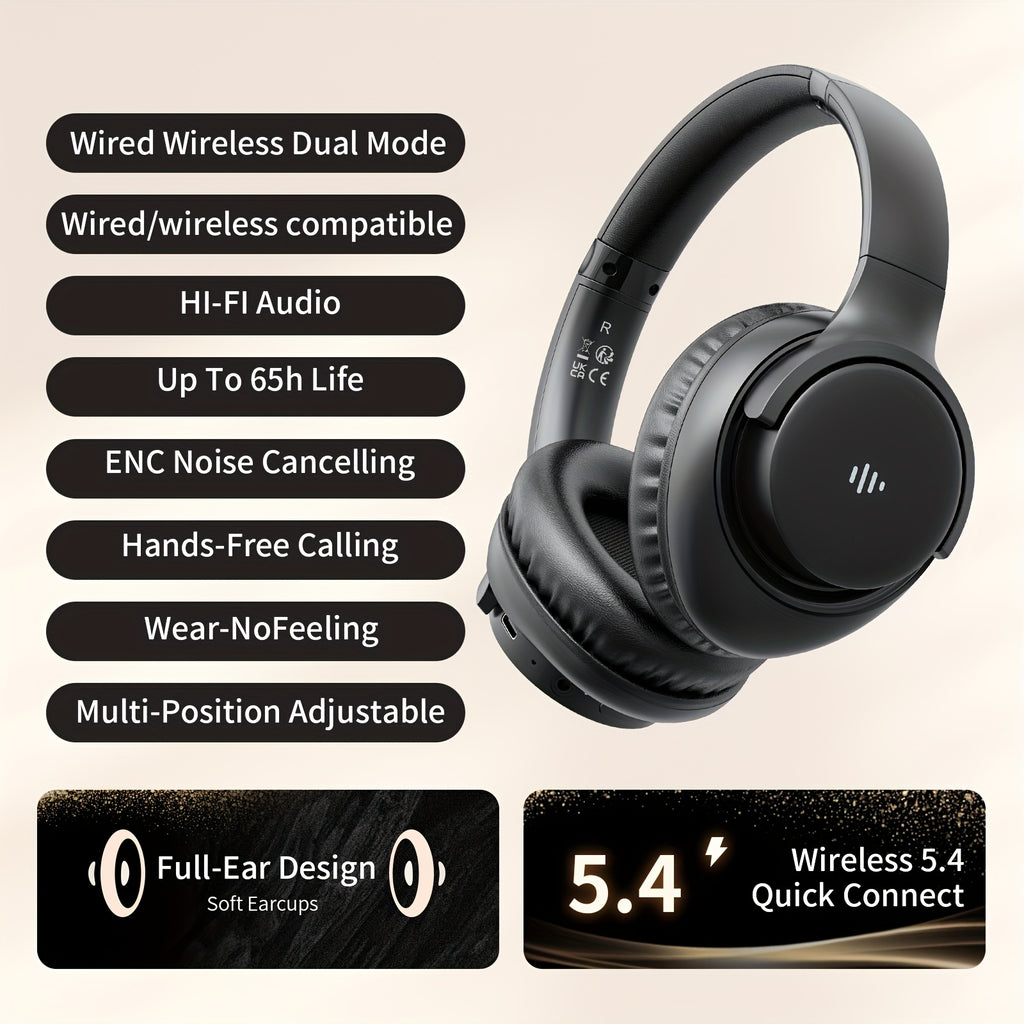 Over-Ear Headphones With Microphone, Lightweight Foldable & Portable Stereo Bass Headphones, Hands-Free Calling, Ideal For Gaming & PC & Mobile Phones Use, Gaming Headphones | Noise Isolating Headphones | Foldable Headphones