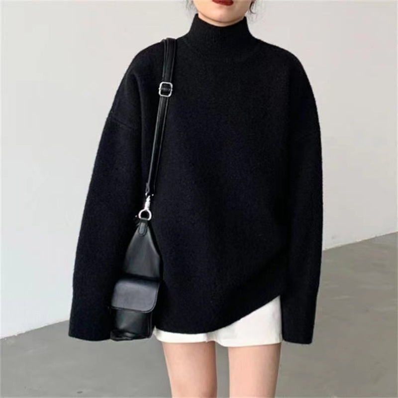 Women's Cashmere Blend Mid-Length Sweater – Cozy Round Neck Pullover