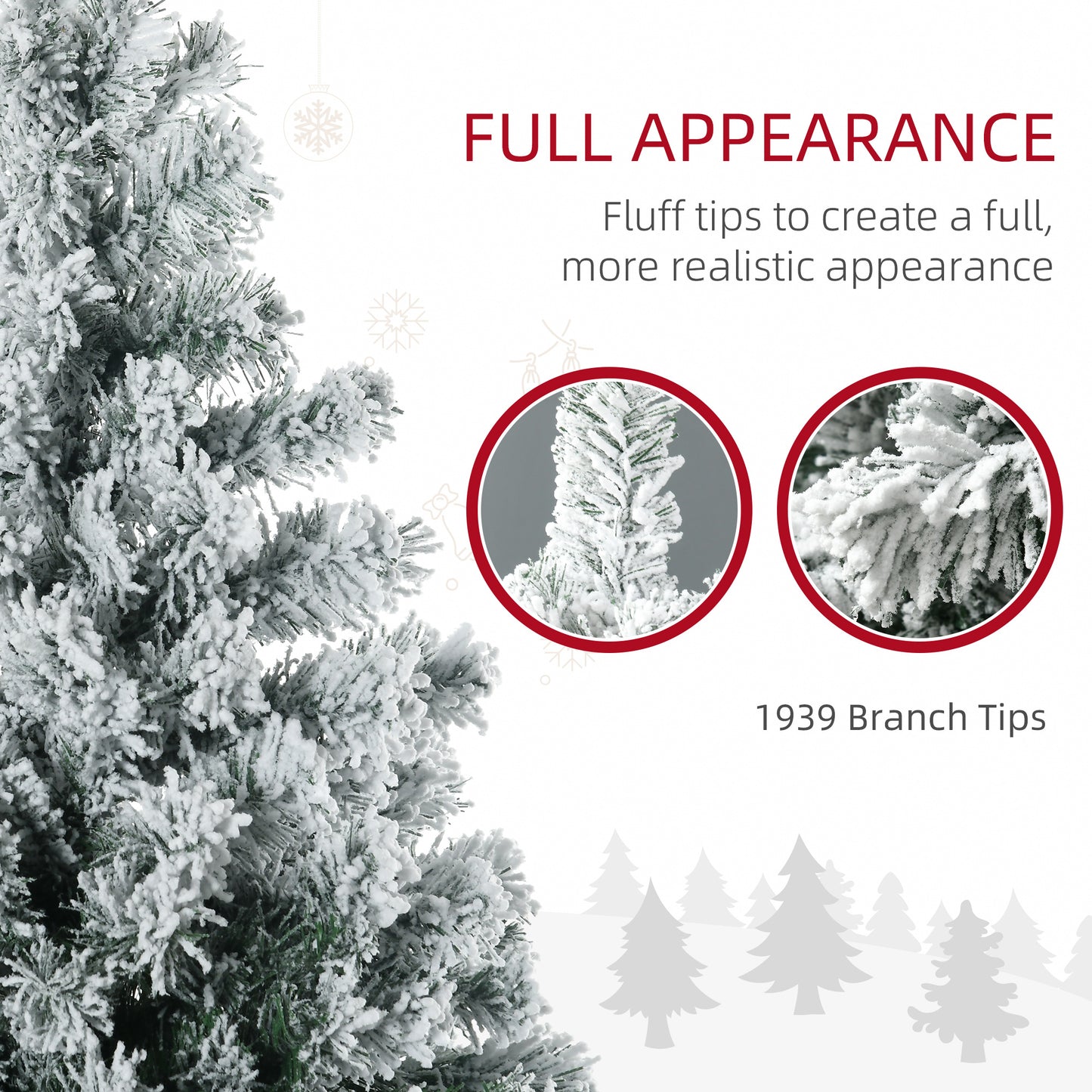 9' Artificial Snow Christmas Trees with Frosted Branches