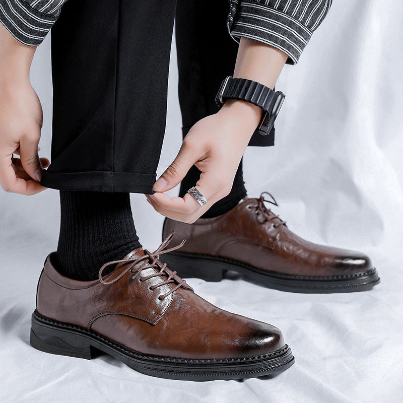 Men's Breathable Leather Shoes Black Soft Leather Soft Bottom Spring And Autumn Best Man Men's Business Formal Wear Casual Shoe