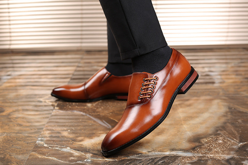 Men's PU Leather Business Dress Shoes – Breathable Formal Footwear, Extended Sizes 38–48