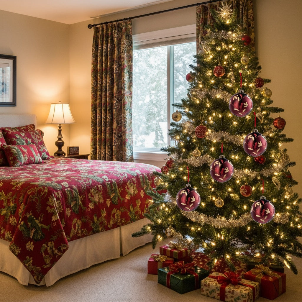 6PCS Set 3.9in Christmas Tree Hanging Decorations 3.9x3.9x3.9in Christmas Glass Ball Ornaments Tree Hanging Decor For Holiday Parties & Trees