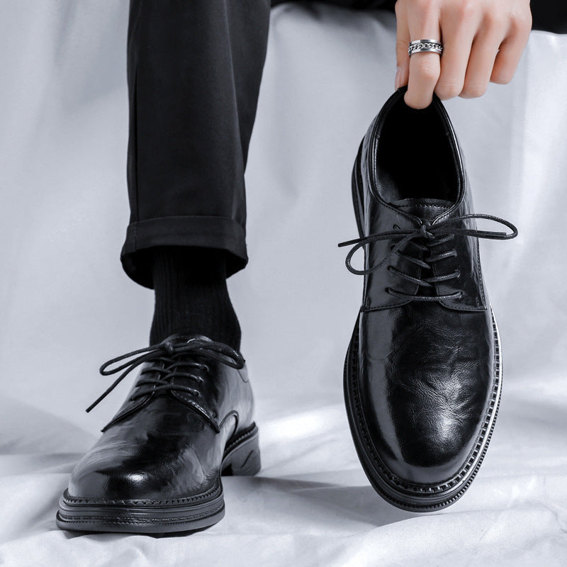 Men's Breathable Leather Shoes Black Soft Leather Soft Bottom Spring And Autumn Best Man Men's Business Formal Wear Casual Shoe