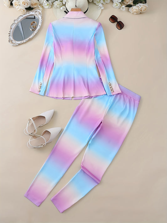 2024 European And American New Chain Print Double-Breasted Suit Set for Attracting Wealth