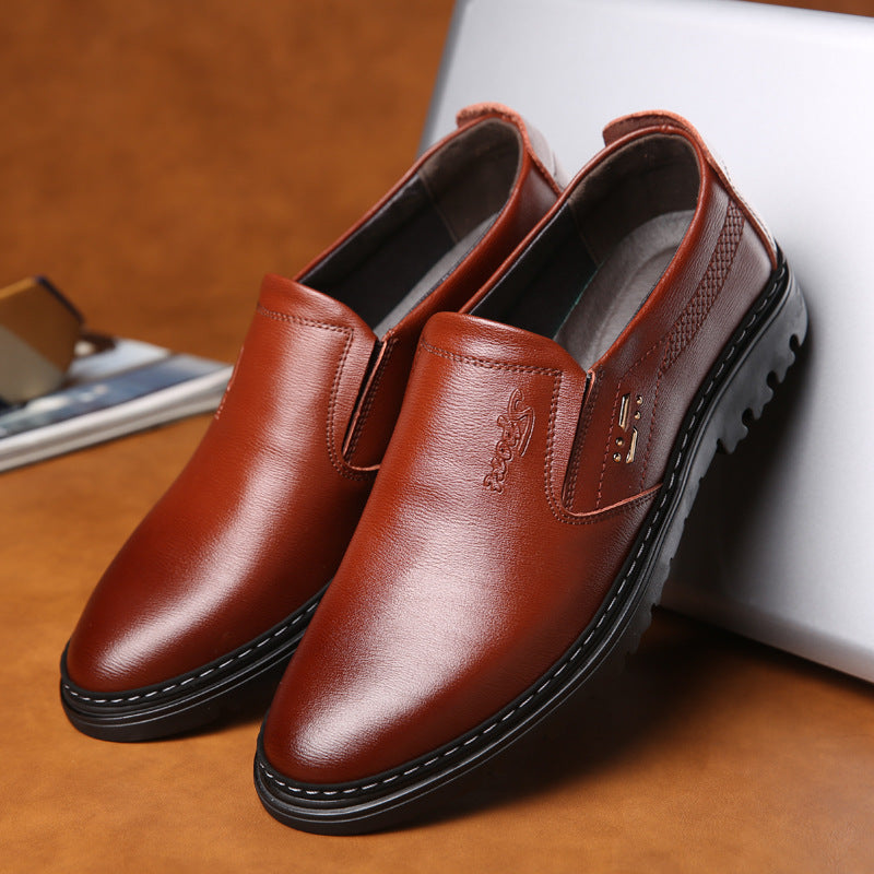 Men's Breathable Leather Shoes Black Soft Leather Soft Bottom Spring And Autumn Best Man Men's Business Formal Wear Casual Shoe