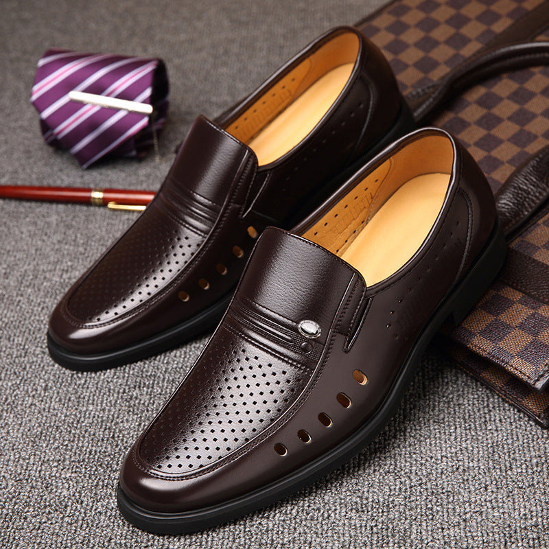 Men's Breathable Leather Shoes Black Soft Leather Soft Bottom Spring And Autumn Best Man Men's Business Formal Wear Casual Shoe