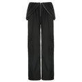Solid Color High-waisted Zipper V Loose Straight Pocket Cargo Pants Women