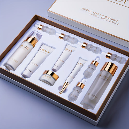 12pcs OKDAY Bifida Yeast Clear Skin Set - Moisturizing & Facial Care, Hypoallergenic, Suitable for All Skin Types, Gift Box with Glycerin - The Perfect Gift for Radiant Skin,Valentine's Day Gift
