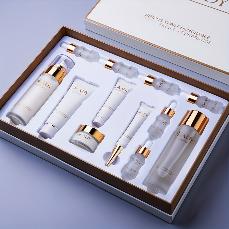 12pcs OKDAY Bifida Yeast Clear Skin Set - Moisturizing & Facial Care, Hypoallergenic, Suitable for All Skin Types, Gift Box with Glycerin - The Perfect Gift for Radiant Skin,Valentine's Day Gift