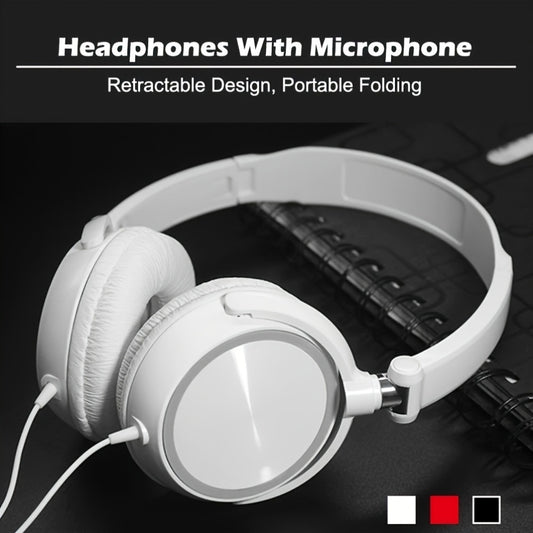 Wired Headphones Bass Foldable Headphones With Microphone 47.24inch Cable 3.55mm Plug